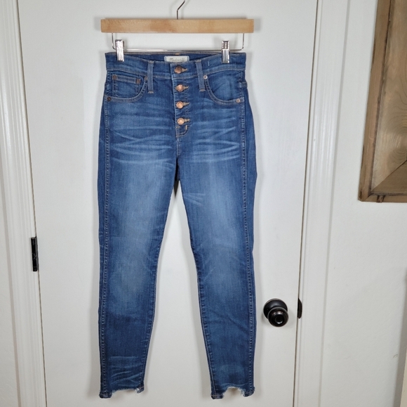 Madewell 10" High Riser Skinny Skinny Raw Hem Jeans Size 25S - Picture 1 of 11